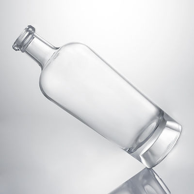 Botella de vidrio de whisky Gin Rum Super Flint con collar de vidrio personalizado y corcho
