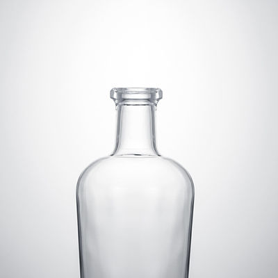 Botella de vidrio de whisky Gin Rum Super Flint con collar de vidrio personalizado y corcho