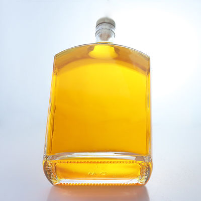 Botella de vidrio de forma plana para whisky, vodka, tequila, ginebra y ron hecha de vidrio