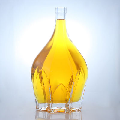 Botella de alcohol con tapa de tornillo de diseño grabado en vidrio de sílex para whisky vodka tequila gin ron
