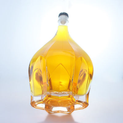 Botella de alcohol con tapa de tornillo de diseño grabado en vidrio de sílex para whisky vodka tequila gin ron