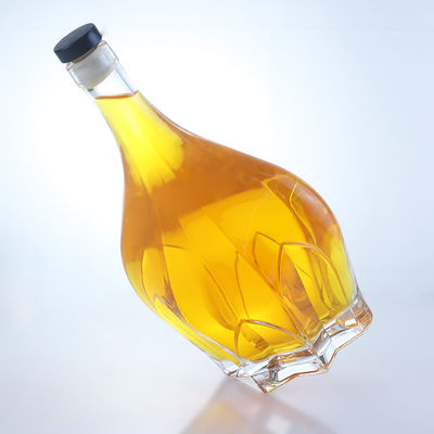 Botella de alcohol con tapa de tornillo de diseño grabado en vidrio de sílex para whisky vodka tequila gin ron