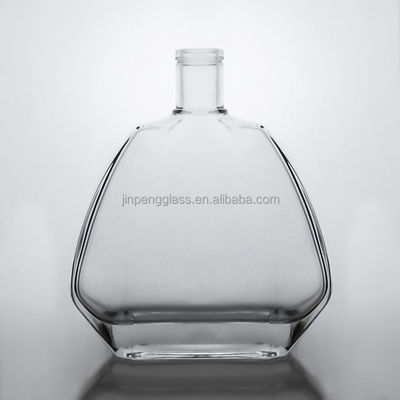 Botella de vidrio plana de 750 ml con corcho para vodka whisky ginebra bebida industrial