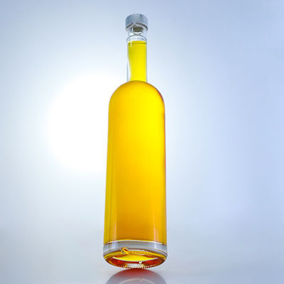 Base de vidrio cuello largo personalizado Super Flint Rum Vodka Whisky Tequila Botella de ginebra con corcho