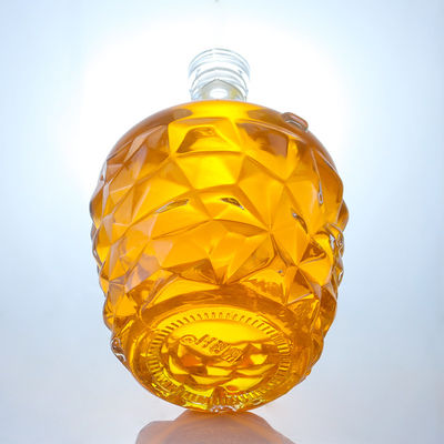 Botella de vidrio redonda con decal claro o personalizado para ron, vodka, whisky, tequila y ginebra