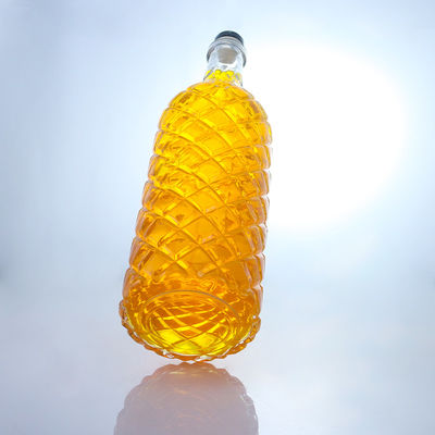 Cuello de vidrio Super Flint Ron en relieve Vodka Whisky Tequila Botella de ginebra con corcho hecho