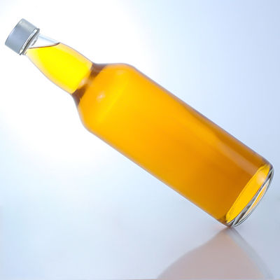 Botella de licor de vidrio de 750 ml personalizada con diseño de cuello único y tipo de sellado de corcho