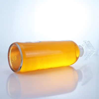 Botella de vidrio de forma redonda para ron, vodka, whisky, tequila y ginebra