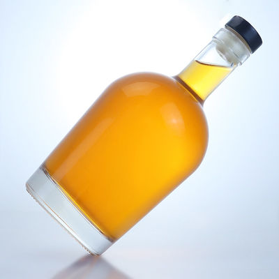 Botella de licor de vidrio de 750 ml para ginebra ron vodka forma personalizada con material de cuello de vidrio