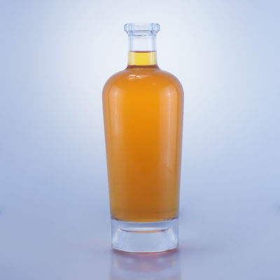 Botella de licor de vidrio de 750 ml con tapones de corcho y tapa personalizada