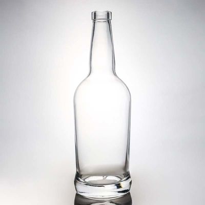 Collar de vidrio con logotipo personalizado Botella redonda de licor de 700 ml para vodka brandy whisky y más