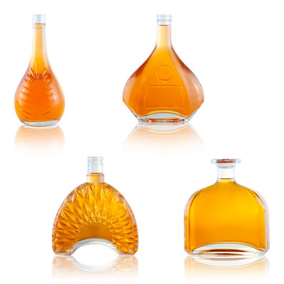 Botella de vidrio con logotipo personalizado para Brandy Gin Rum Whisky Diseño único y Super Flint