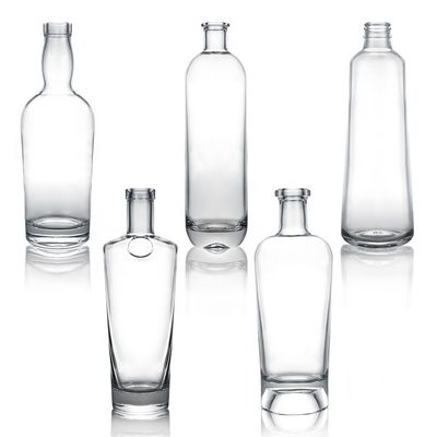Collar de vidrio Vodka Whisky Gin Botella de ron 375 ml 500 ml 700 ml 750 ml 1000 ml con corcho en T