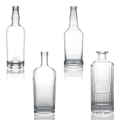 Botella de vidrio de 700 ml clara o personalizada para licor ron vodka whisky tequila y ginebra