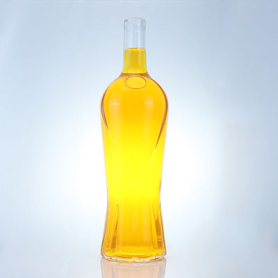 Botella de vidrio con tapa personalizada de 500 ml 700 ml 750 ml de forma única para ron vodka whisky tequila gin
