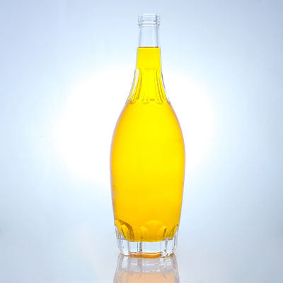 Botella de vidrio con tapa personalizada de 500 ml 700 ml 750 ml de forma única para ron vodka whisky tequila gin