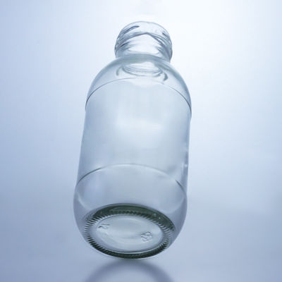 Botella de leche de vidrio redonda de 300 ml con tapa Solución de almacenamiento de licor Manipulación de la superficie decal