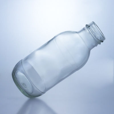 Botella de leche de vidrio redonda de 300 ml con tapa Solución de almacenamiento de licor Manipulación de la superficie decal