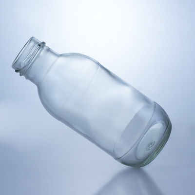 Botella de leche de vidrio redonda de 300 ml con tapa Solución de almacenamiento de licor Manipulación de la superficie decal