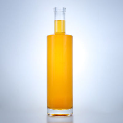 Botella de alcohol de vidrio personalizada con base pesada y tapon de corcho
