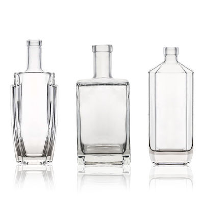 Botella de licor de vidrio con tapa personalizada con logotipo personalizado para vodka whisky ron gin tequila