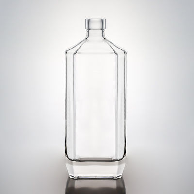 Botella de licor de vidrio con tapa personalizada con logotipo personalizado para vodka whisky ron gin tequila