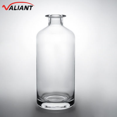 Botella de vidrio de decal para ginebra ron champán brandy whisky cuello corto claro o personalizado