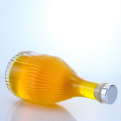 Vidrio de forma redonda 500 ml de ron vodka whisky tequila botella de ginebra con tapa de corcho