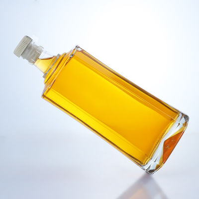 Logotipo personalizado Botella de vidrio de sílex transparente de 500 ml para ginebra ron champán brandy whisky licor