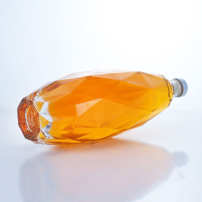Botella de vidrio transparente de diseño único para Tequila Gin Rum Champagne Brandy Whisky 750ml