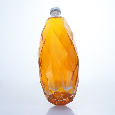 Botella de vidrio transparente de diseño único para Tequila Gin Rum Champagne Brandy Whisky 750ml
