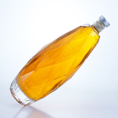 Botella de vidrio transparente de diseño único para Tequila Gin Rum Champagne Brandy Whisky 750ml