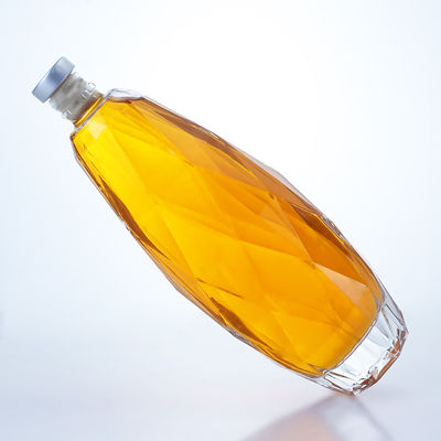 Botella de vidrio transparente de diseño único para Tequila Gin Rum Champagne Brandy Whisky 750ml