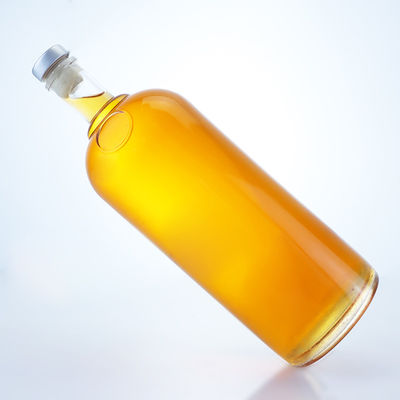 Tequila Vodka Rum Whisky Liquor Botella de vidrio con corcho de 1000 ml en forma de cilindro de sílex
