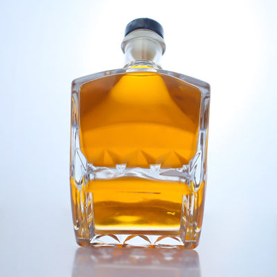 Botella de vidrio de 750 ml para ginebra, ron, champán, brandy, whisky y licor