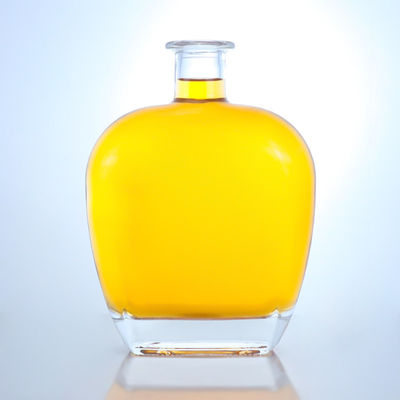 Botella de vidrio de forma redonda y clara para Gin Rum Champagne Brandy Whisky 700 ml