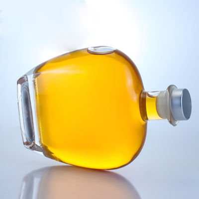 Botella de vidrio de forma redonda y clara para Gin Rum Champagne Brandy Whisky 700 ml