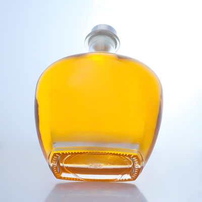 Botella de vidrio de forma redonda y clara para Gin Rum Champagne Brandy Whisky 700 ml