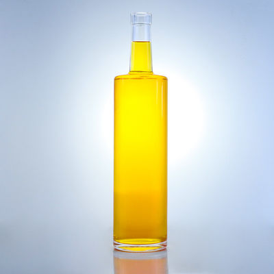 Botella de vidrio de sílex de 750 ml para champán, ginebra, ron, brandy, tequila, whisky, licor y corcho