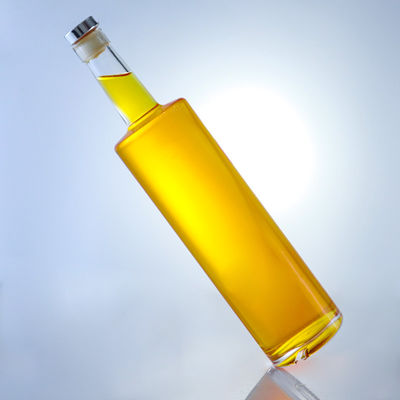 Botella de vidrio de sílex de 750 ml para champán, ginebra, ron, brandy, tequila, whisky, licor y corcho