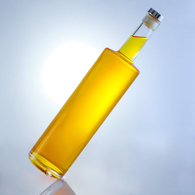 Botella de vidrio de sílex de 750 ml para champán, ginebra, ron, brandy, tequila, whisky, licor y corcho