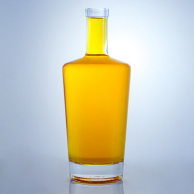 Botella de vidrio con tapa de tornillo de diseño para Gin Rum Champagne Whisky Brandy 750ml