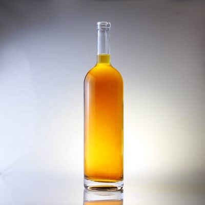 Botella de licor de vidrio redonda de 75 cl Botella para tapa de corcho Tipo 1000ml 1750ml Material del cuello