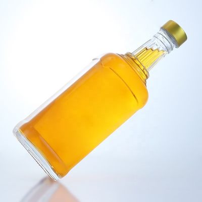 Material del cuello Vidrio claro 500ml 700ml 750ml Botella de vidrio de sílex para vodka Gin Rum