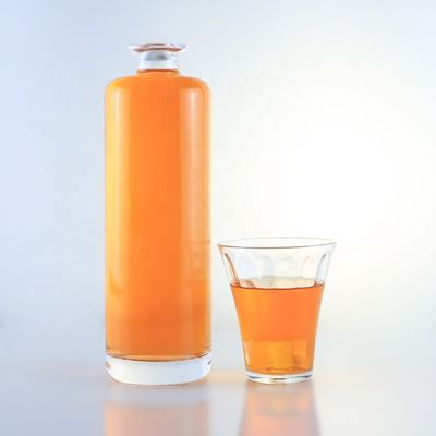 Botella única de vidrio de sílex redondo de 750 ml con logotipo personalizado y corcho