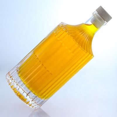 Botella de vidrio vacío transparente de 500 ml 750 ml 1000 ml para vodka, ginebra, ron, whisky y brandy