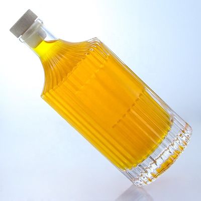 Botella de vidrio vacío transparente de 500 ml 750 ml 1000 ml para vodka, ginebra, ron, whisky y brandy