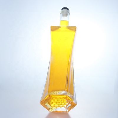 Botella de vidrio transparente de 500 ml 750 ml 1000 ml con tapa de tornillo Material de base para bebidas industriales Vidrio