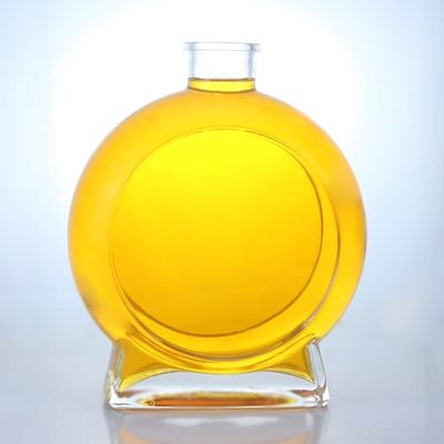 Botella de vidrio vacía de corcho de fondo grueso para ginebra, whisky, ron, tequila y brandy