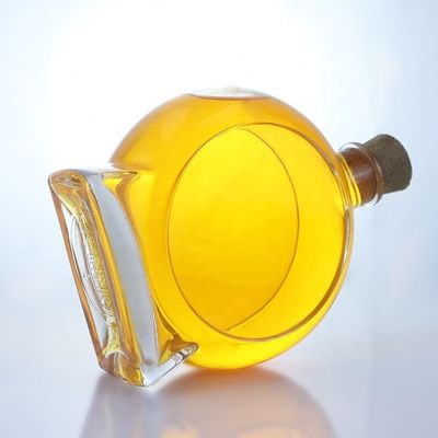 Botella de vidrio vacía de corcho de fondo grueso para ginebra, whisky, ron, tequila y brandy